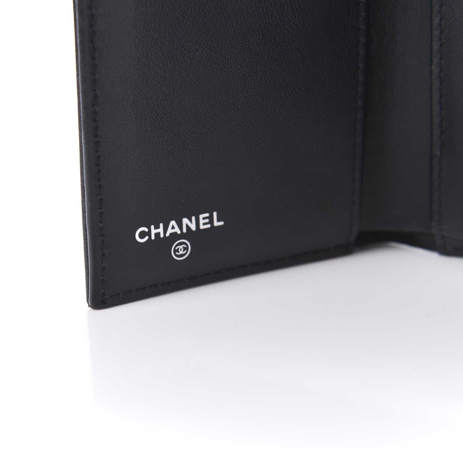 Chanel Goatskin Camellia Embossed Compact Wallet Black 8 of 10