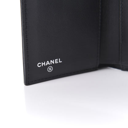 Chanel Goatskin Camellia Embossed Compact Wallet Black 8 of 10