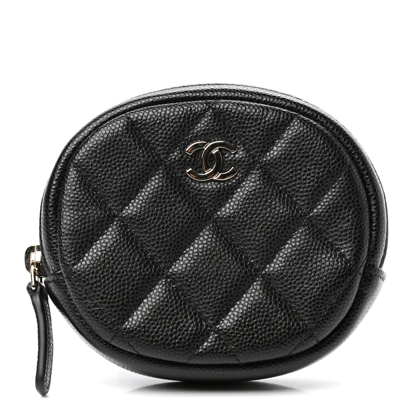 Caviar Quilted Zip Around Classic Coin Purse Black