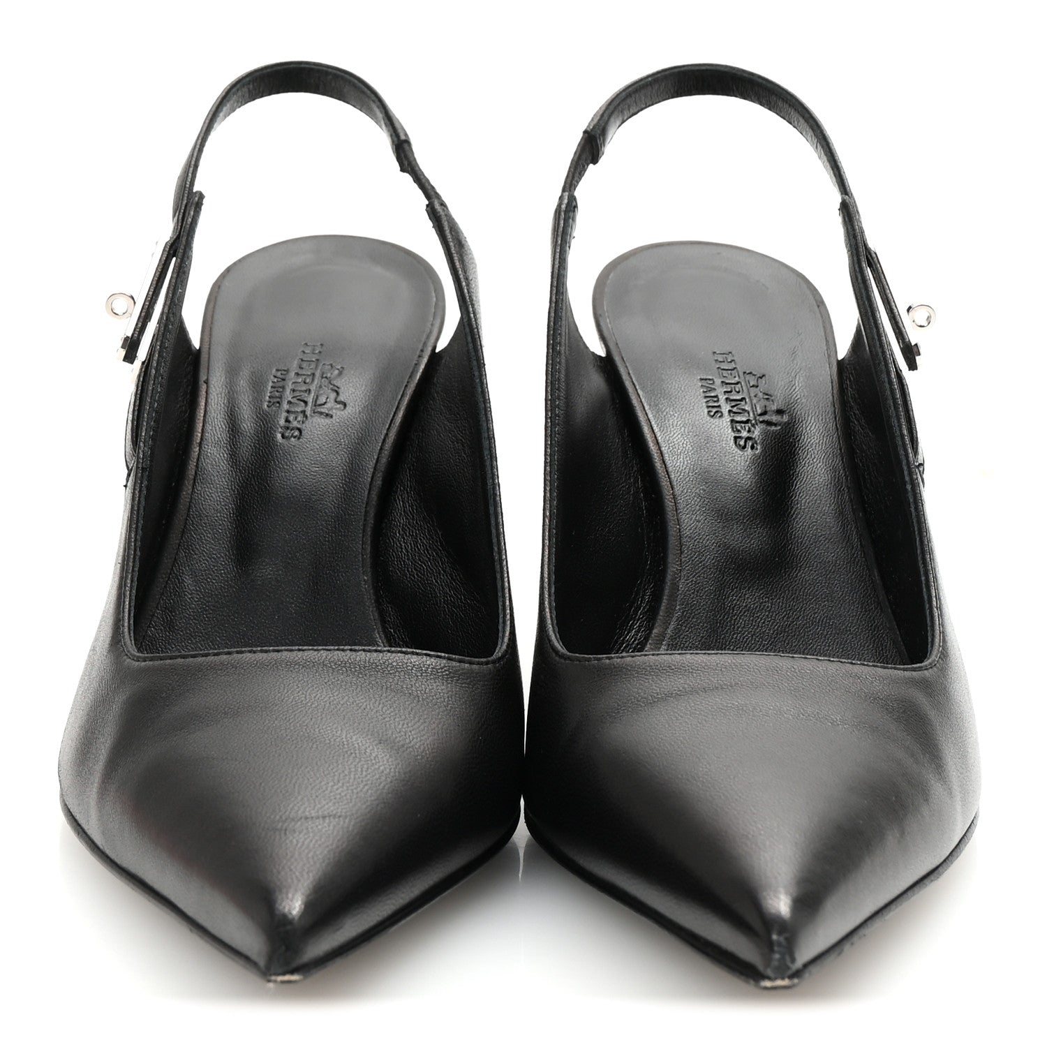 Hermes Nappa Lover 80 Slingback Pumps 38 Black 3 of 9