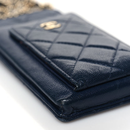 Chanel Caviar Quilted Zip Phone Case Navy 8 of 12