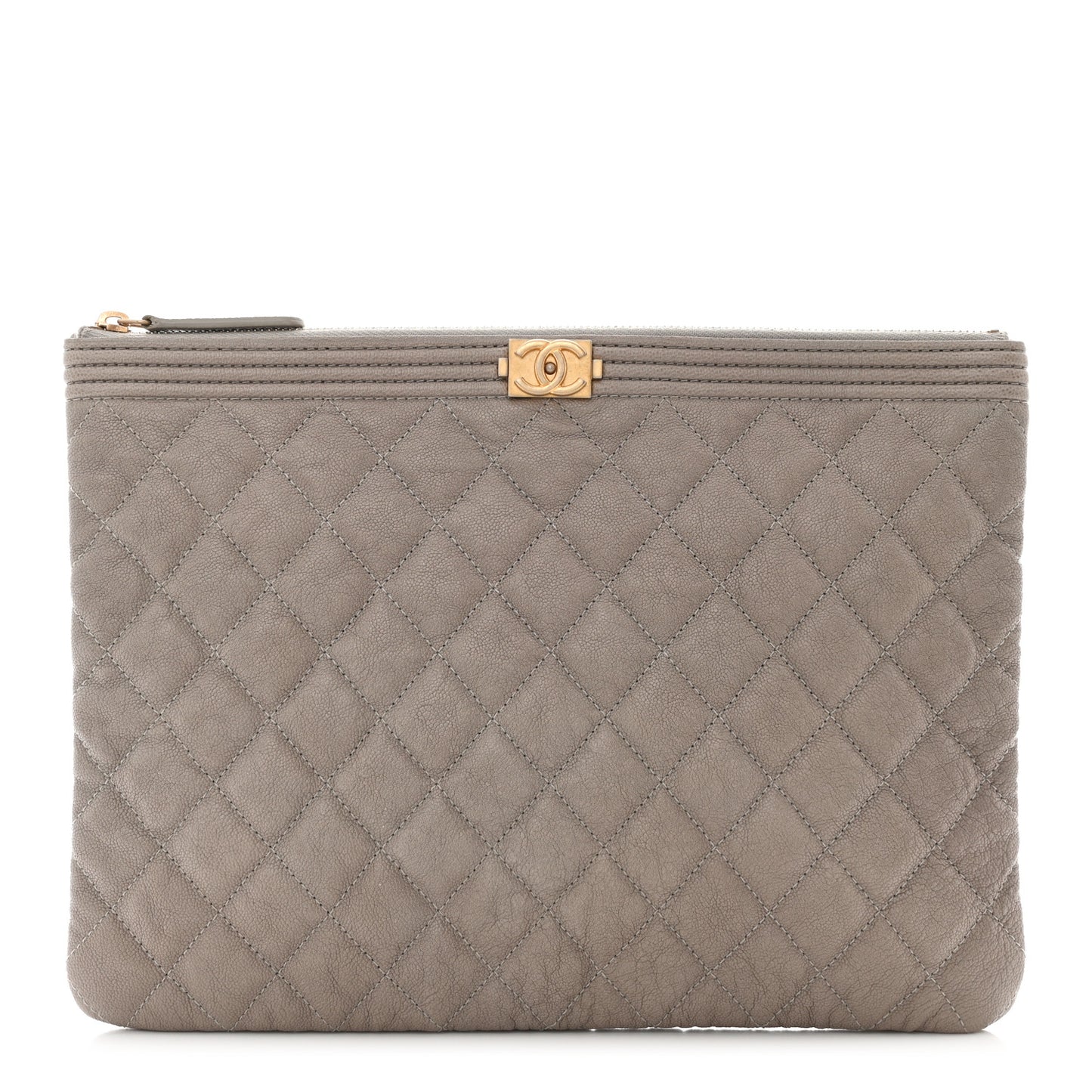 Caviar Quilted Medium Boy Cosmetic Case Grey