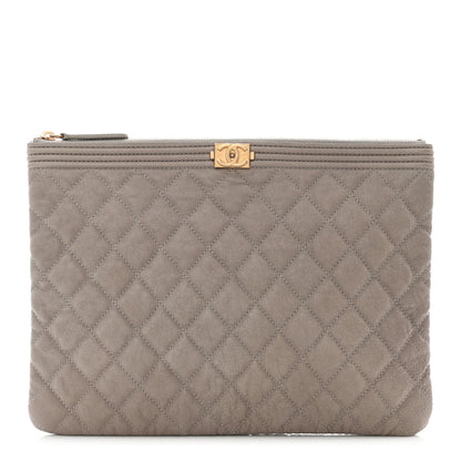 Chanel Caviar Quilted Medium Boy Cosmetic Case Grey 1 of 9