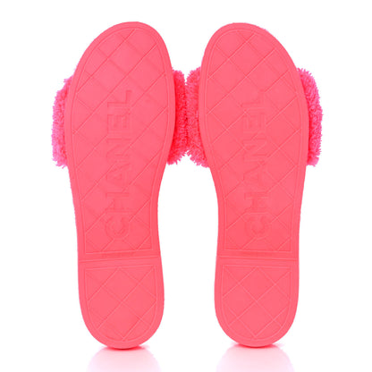 Chanel Terry CC Flat Mules Sandals 39 Pink 5 of 8