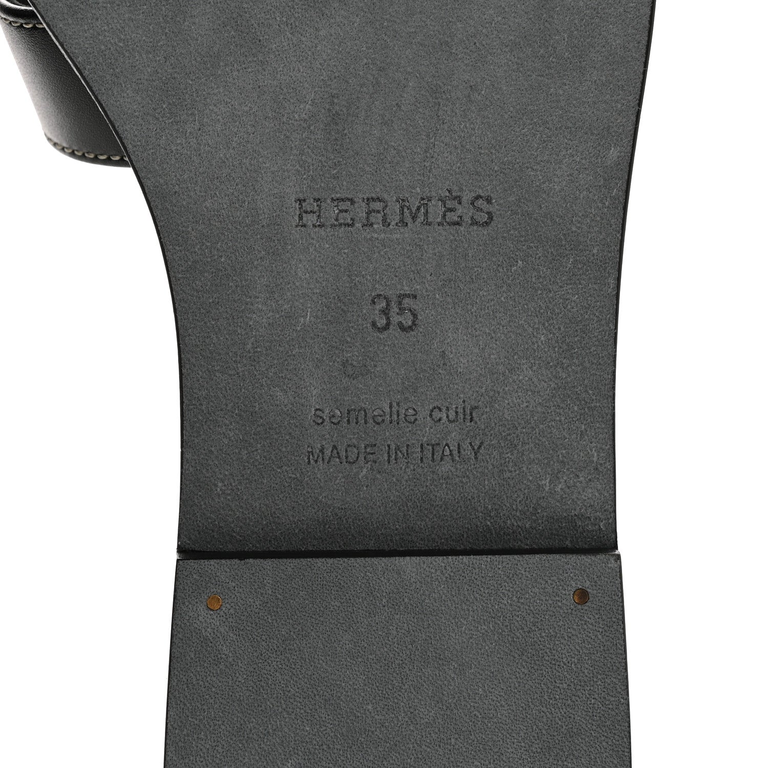 Hermes Box Calfskin Oran Sandals 35 Black 7 of 10