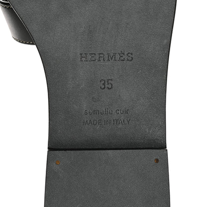 Hermes Box Calfskin Oran Sandals 35 Black 7 of 10