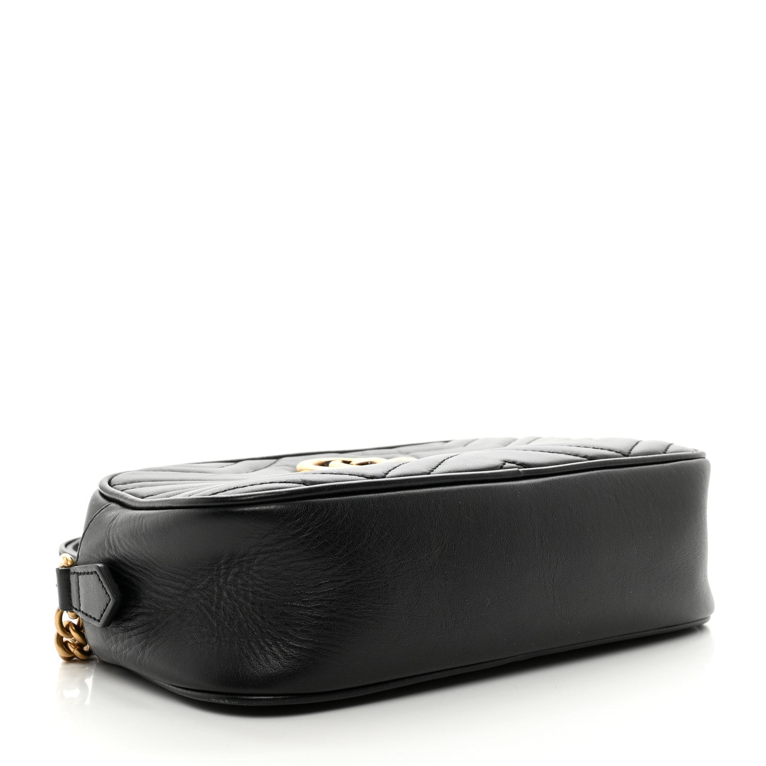 Gucci Calfskin Matelasse Small GG Marmont Chain Shoulder Bag Black 4 of 12