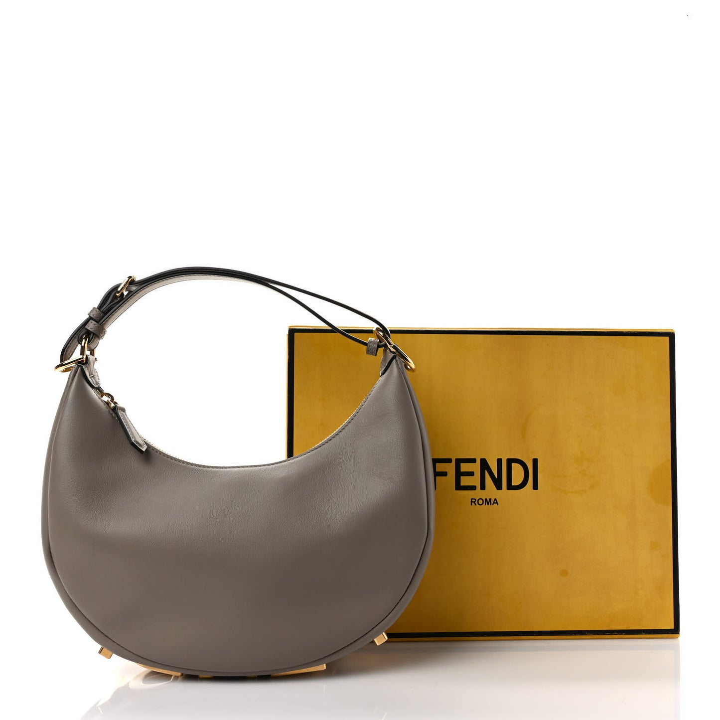 Vitello Grace Matte Small Fendigraphy Hobo Bag Tortora