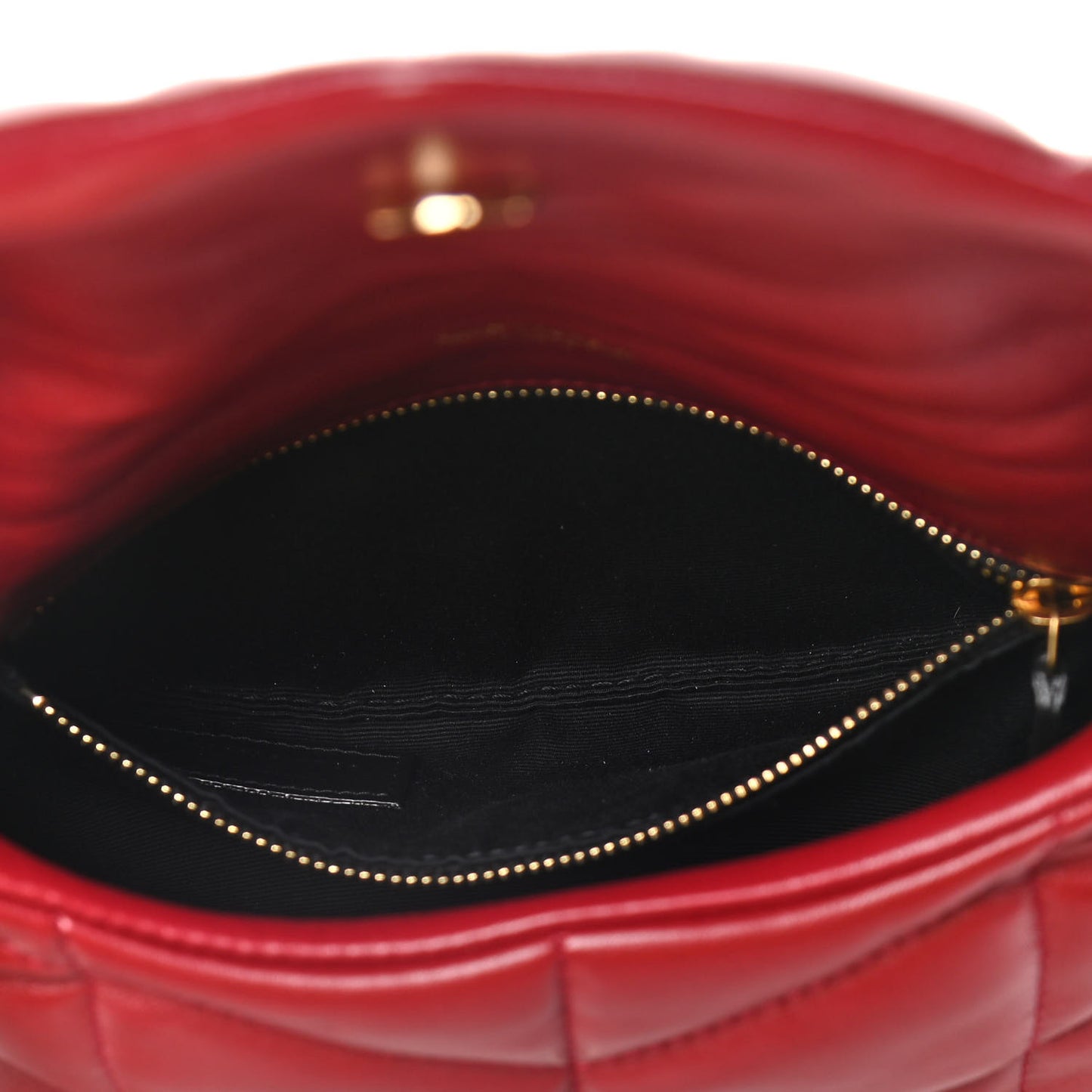 Lambskin Quilted Toy Loulou Puffer Monogram Chain Satchel Red