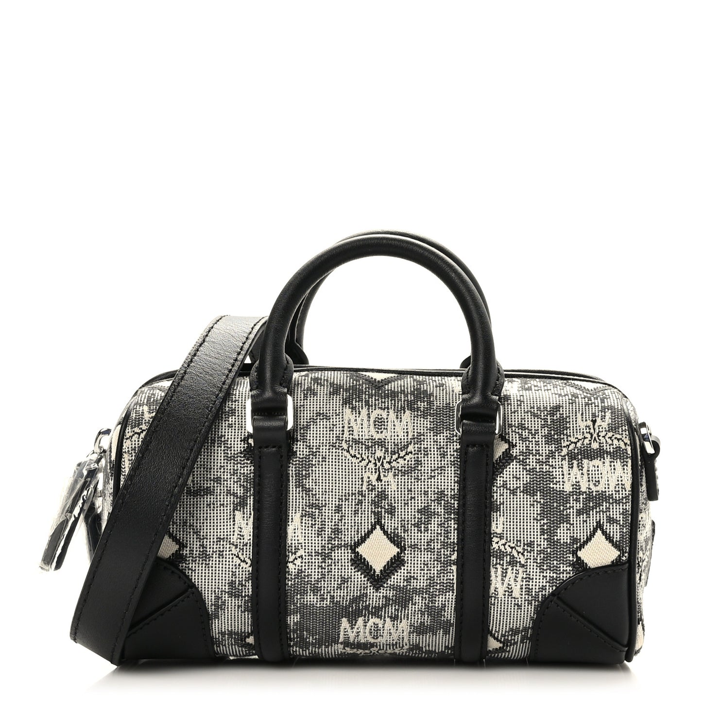 Vintage Jacquard Monogram Mini Boston Bag Black Grey