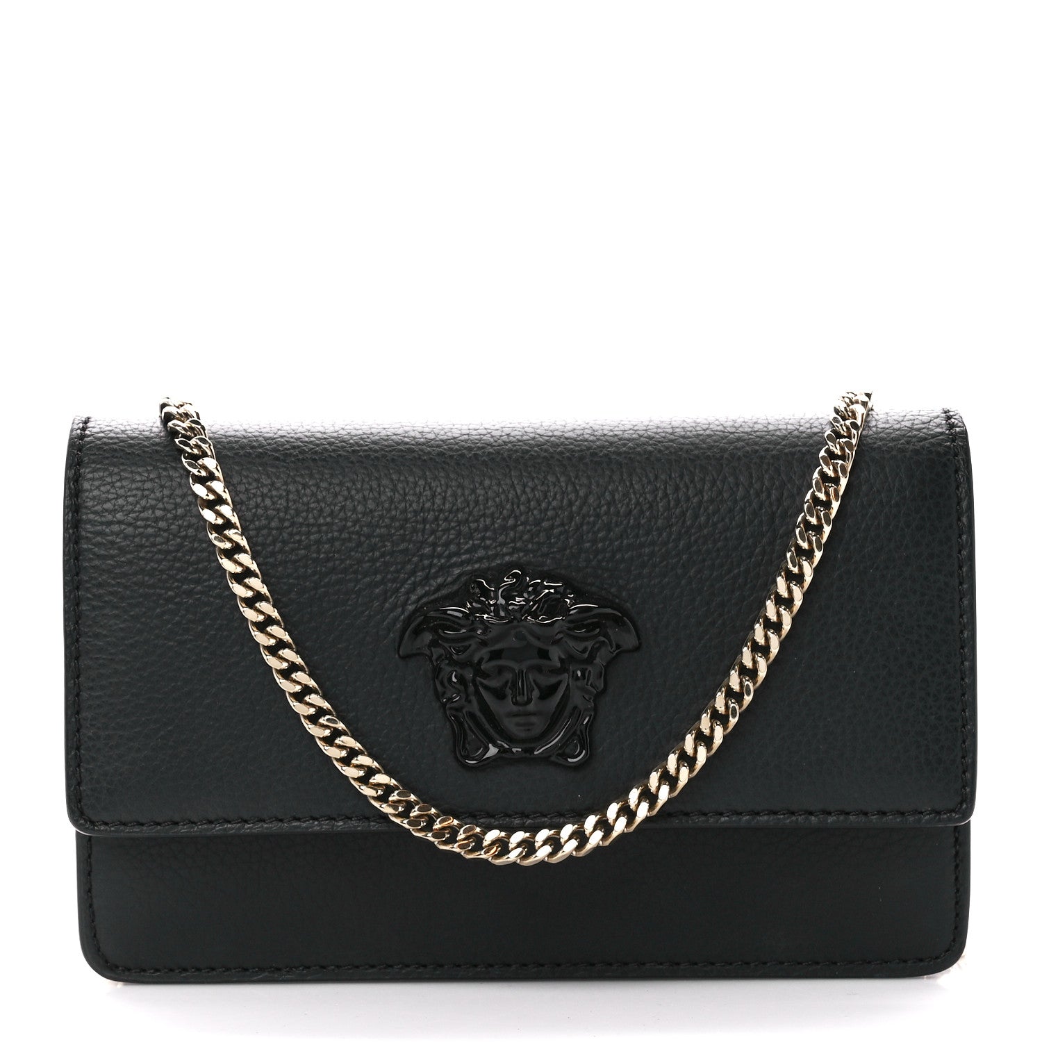 Versace Grained Calfskin Medusa Evening Clutch Bag Black 1 of 11