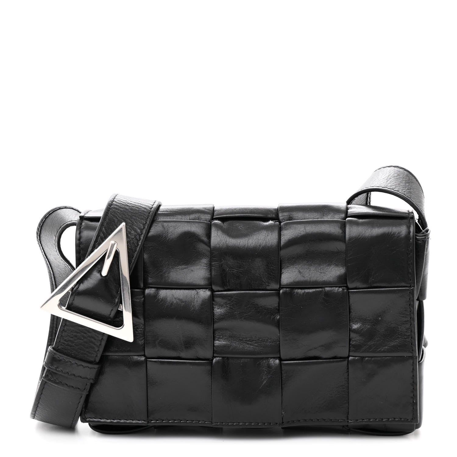 Bottega Veneta Paper Calfskin Maxi Intreccio Small Cassette Crossbody Bag Black 1 of 10