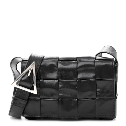 Bottega Veneta Paper Calfskin Maxi Intreccio Small Cassette Crossbody Bag Black 1 of 10