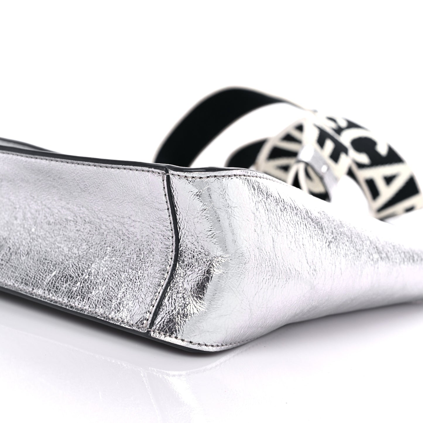 Metallic Eco Alter Nappa Embroidered Logo Stonewall Crossbody Bag Silver