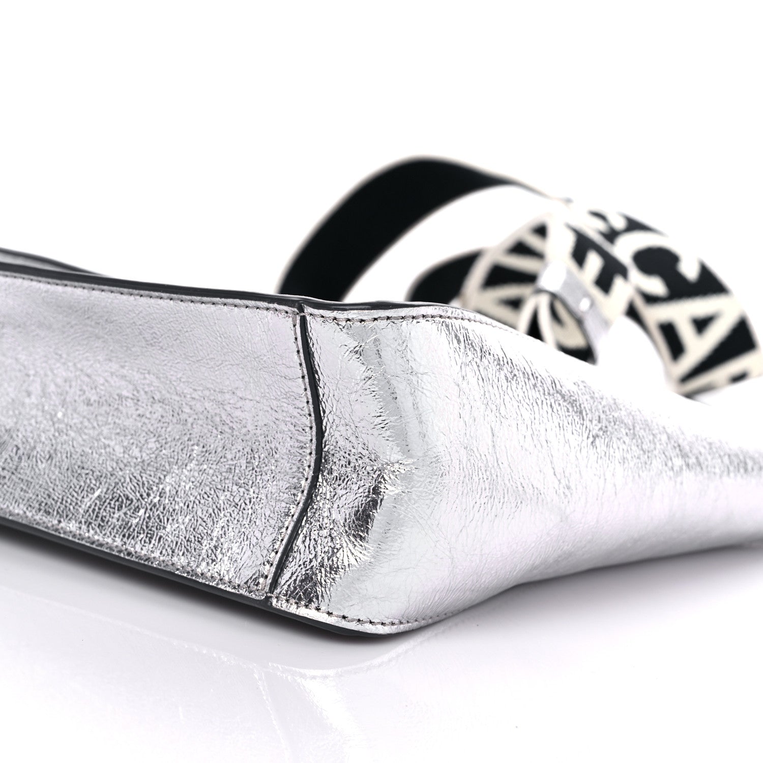 Stella McCartney Metallic Eco Alter Nappa Embroidered Logo Stonewall Crossbody Bag Silver 9 of 9