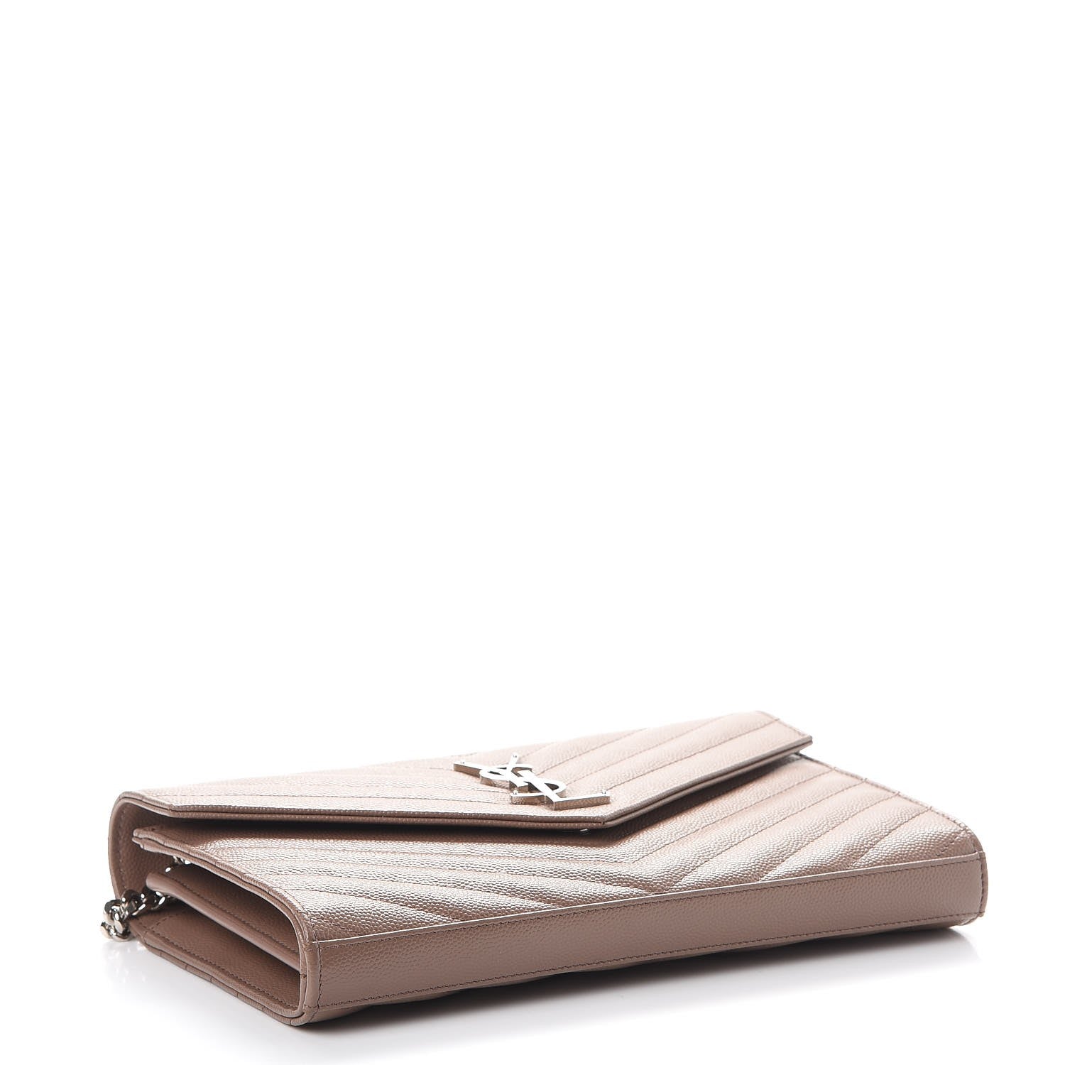 Saint Laurent Grain De Poudre Matelasse Chevron Monogram Chain Wallet Fard 4 of 13