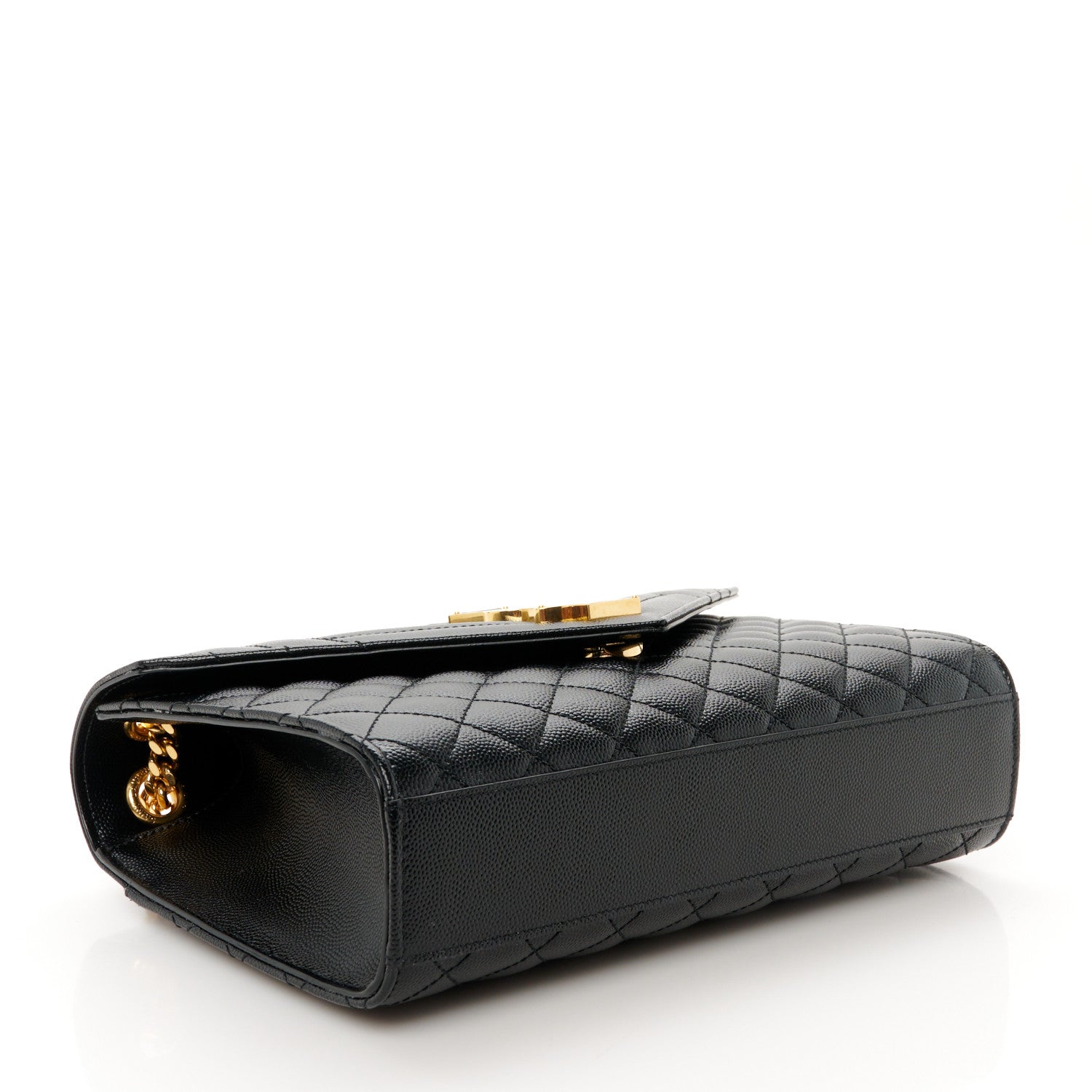 Saint Laurent Grain De Poudre Textured Mixed Matelasse Triquilt Medium Monogram Satchel Black 4 of 10