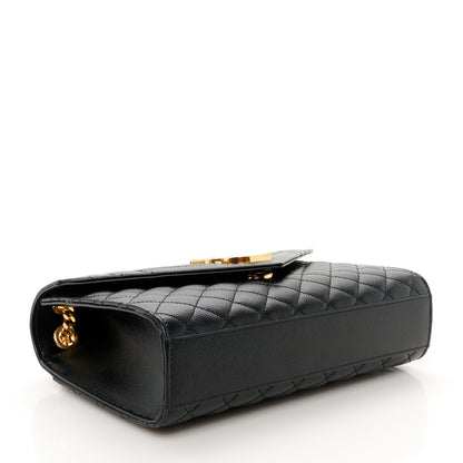 Saint Laurent Grain De Poudre Textured Mixed Matelasse Triquilt Medium Monogram Satchel Black 4 of 10