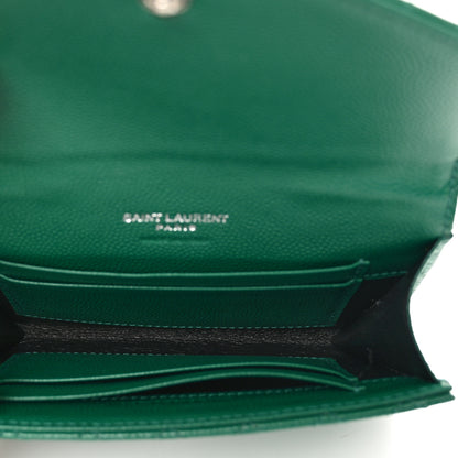 Saint Laurent Grain De Poudre Textured Mixed Matelasse Triquilt Small Monogram Envelope Wallet Green 5 of 7