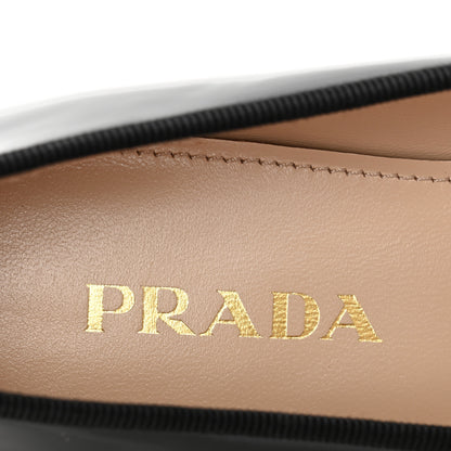 Prada Vernice Cap Toe Logo Bow Ballerina Flats 38.5 Black 8 of 8