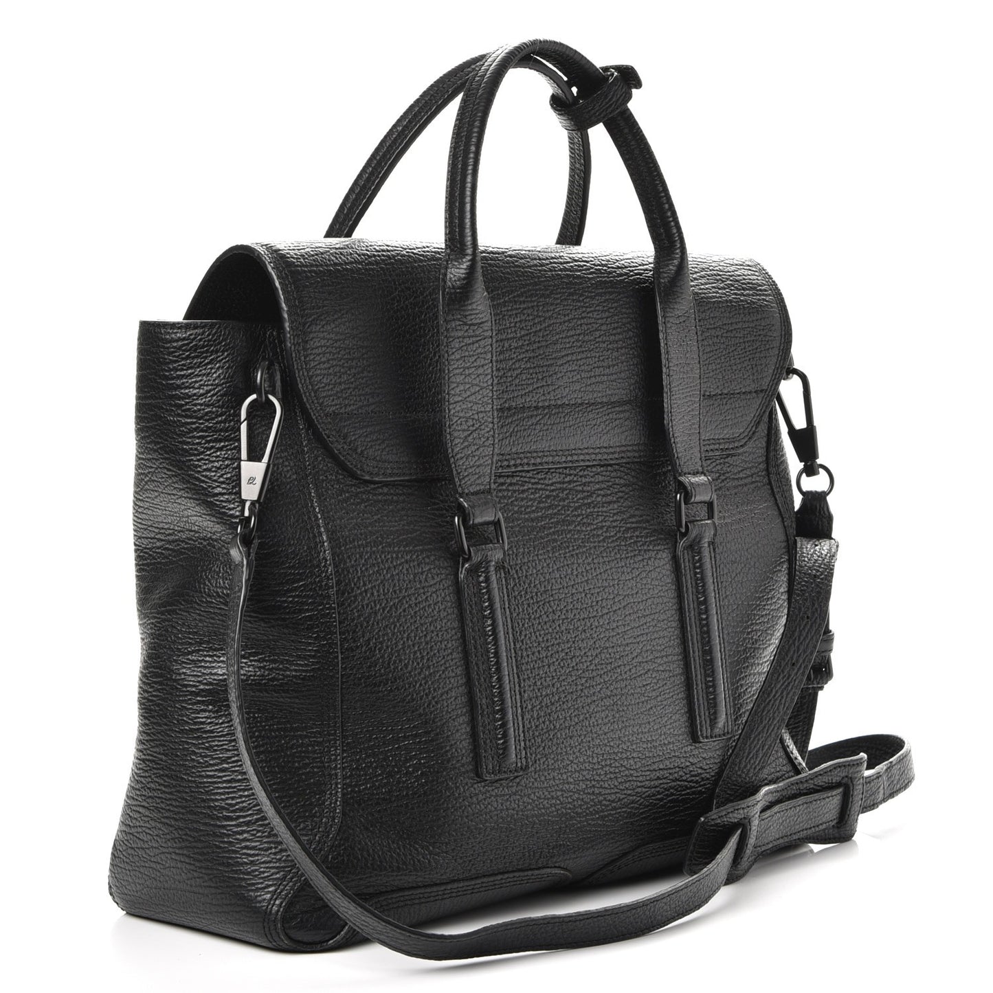 3.1 Textured Calfskin Large Pashli Satchel Black