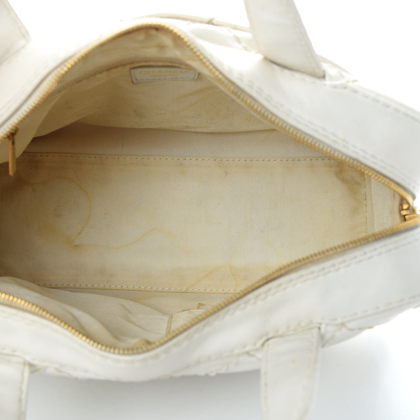 Calfskin Wild Stitch Top Handle Bag White