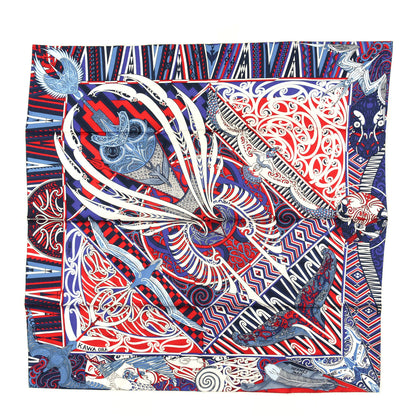Hermes Silk Kawa Ora Scarf 90 Bleu Rouge White 1 of 3