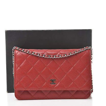 Chanel Caviar Quilted Wallet On Chain WOC Dark Red 12 of 12