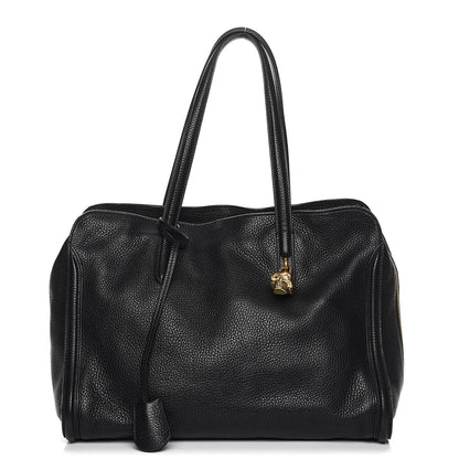 Alexander McQueen Pebbled Calfskin Large Skull Padlock Zip Around Tote Black 1 of 9