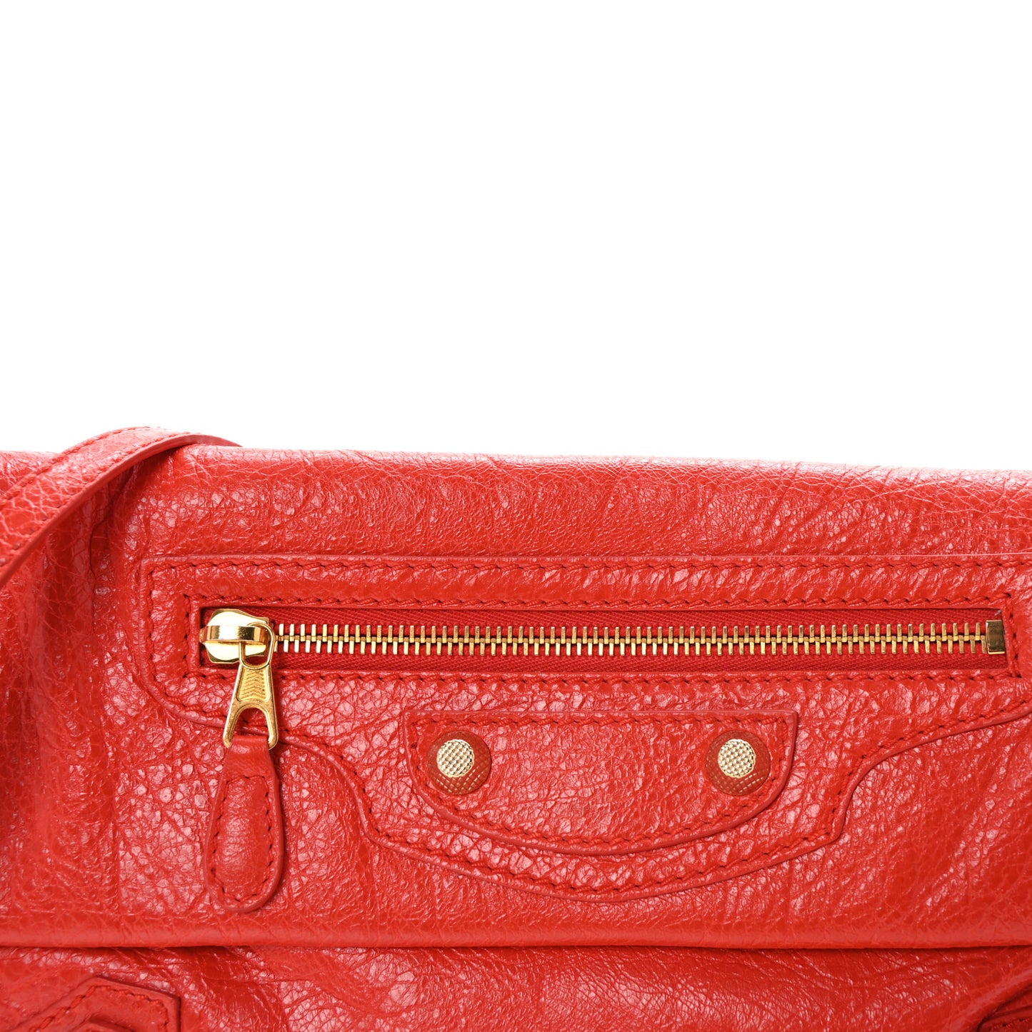 Agneau Giant 12 Gold Hardware Envelope Strap Clutch Rouge Coquelicot