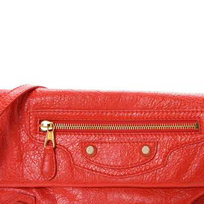 Balenciaga Agneau Giant 12 Gold Hardware Envelope Strap Clutch Rouge Coquelicot 7 of 9