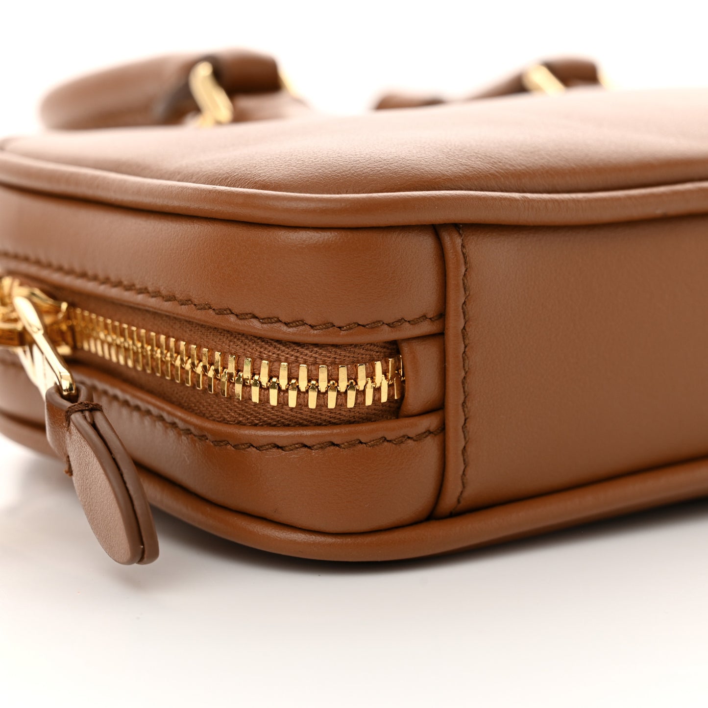 Calfskin Mini Arcadie Top Handle Bag Cognac