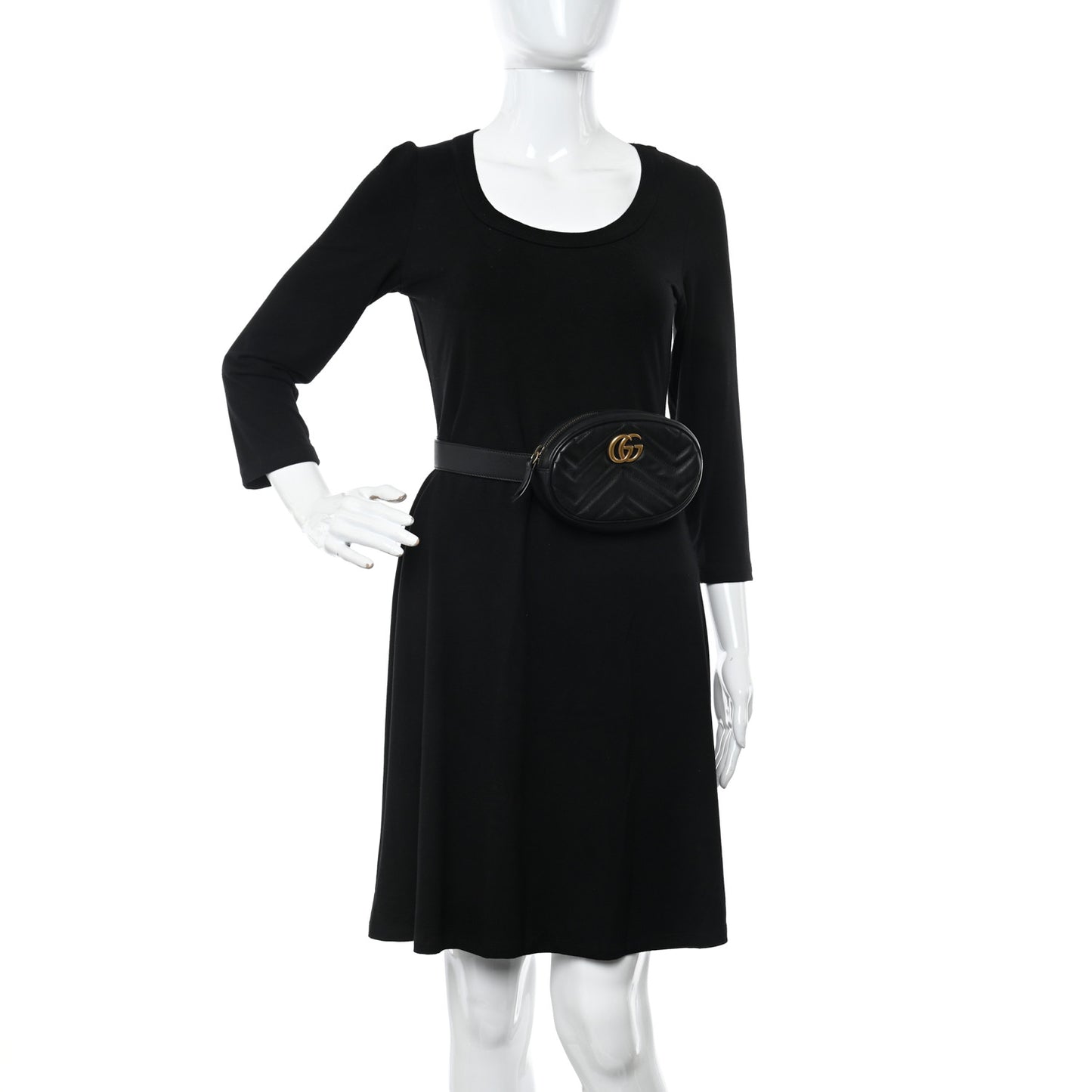 Calfskin Matelasse GG Marmont Belt Bag 75 30 Black