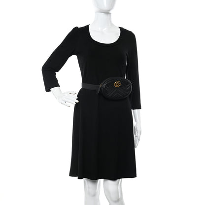 Gucci Calfskin Matelasse GG Marmont Belt Bag 75 30 Black 2 of 12