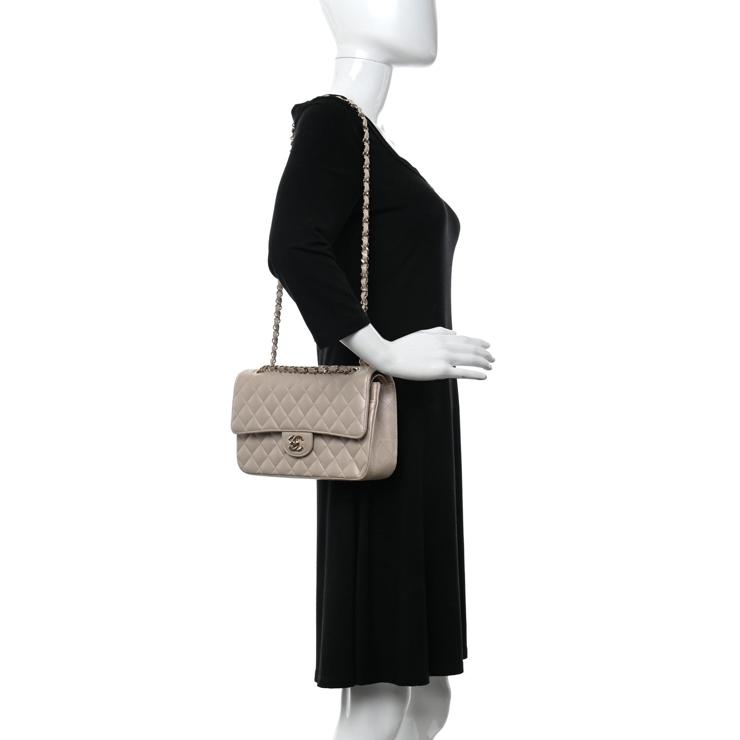 Chanel Iridescent Lambskin Quilted Medium Double Flap Beige 2 of 11