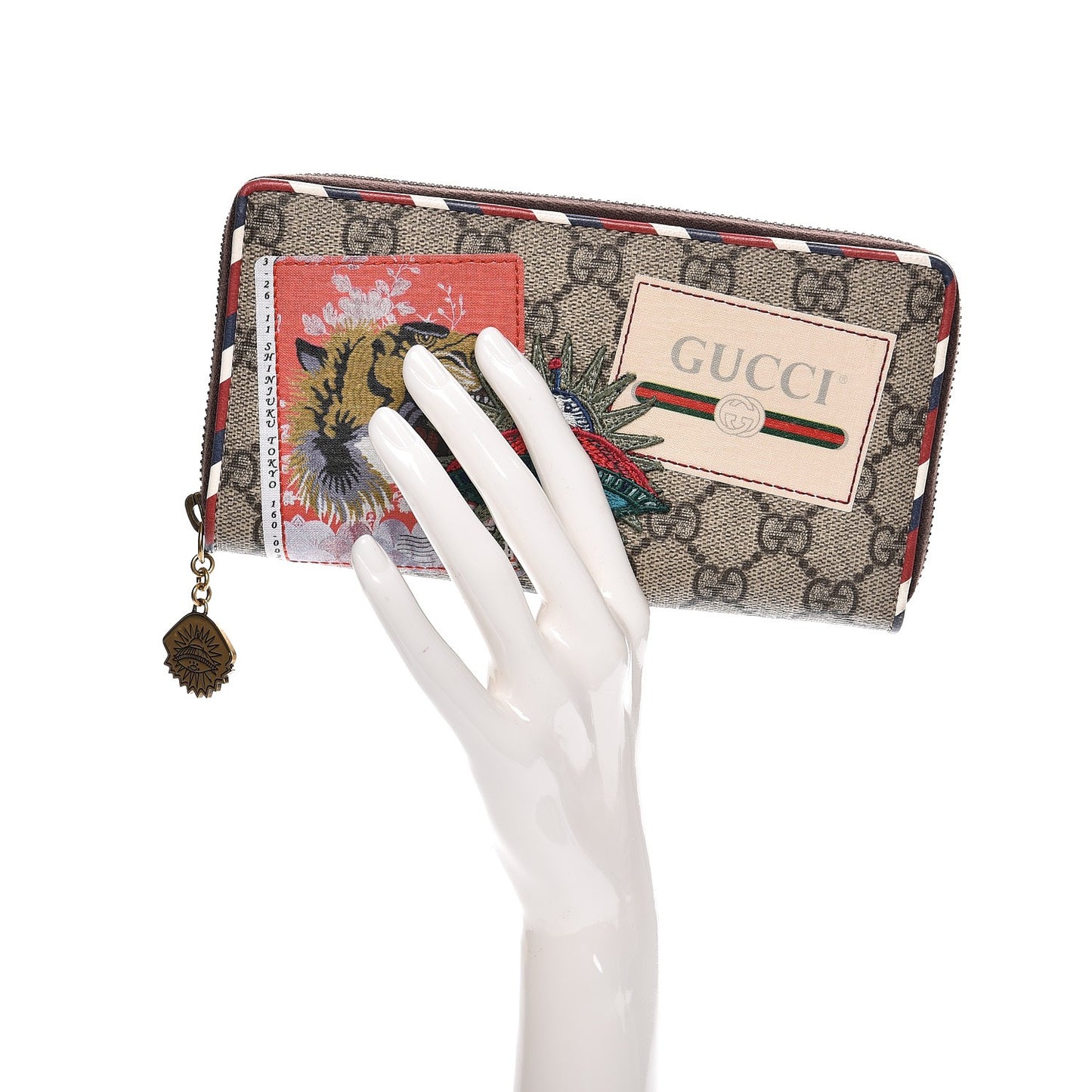 GG Supreme Monogram Courrier Embroidered UFO Zip Around Wallet