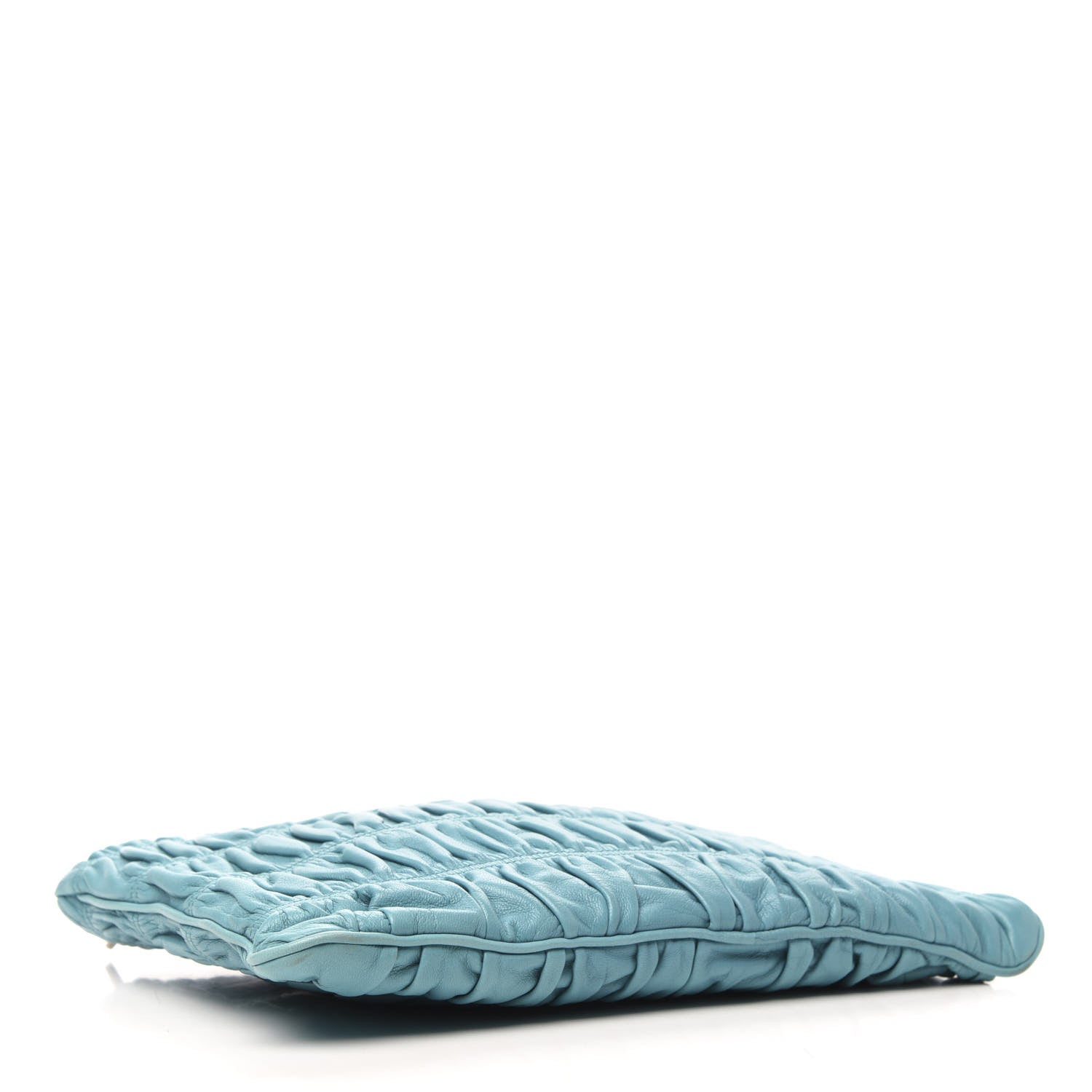 Prada Nappa Gaufre Ruched Clutch Turchese 4 of 9