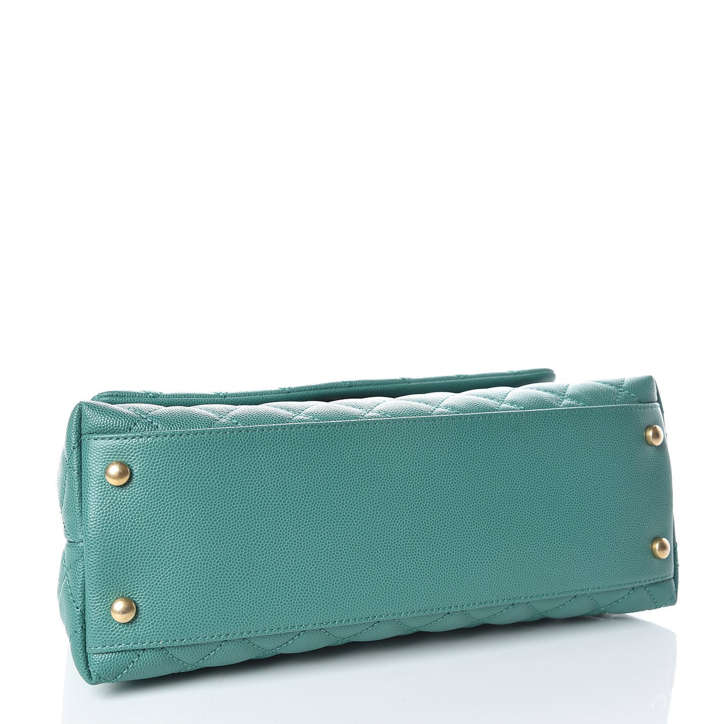 Caviar Lizard Quilted Small Coco Handle Flap Green