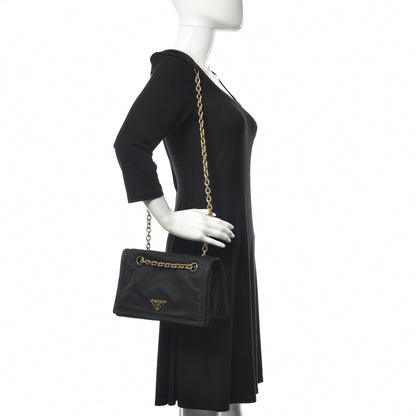 Prada Nylon Tessuto Chain Shoulder Bag Black 2 of 8