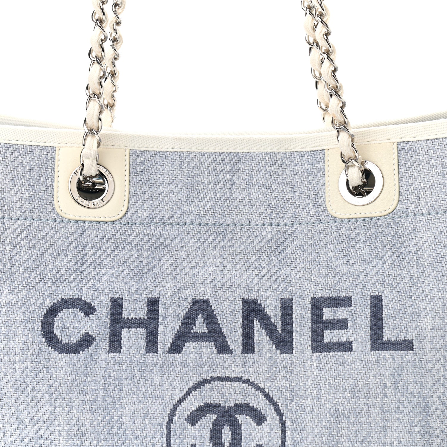 Chanel Canvas Small Deauville Tote Denim Blue 8 of 10