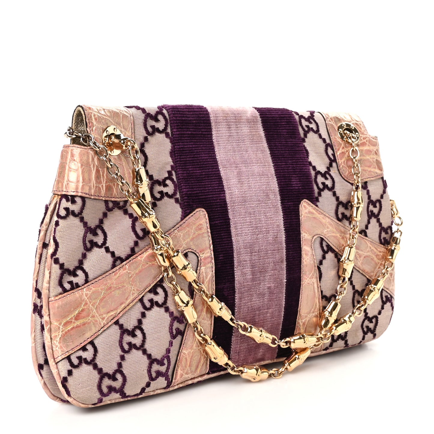 Velvet Monogram Crocodile Tom Ford Jeweled Dragon Shoulder Bag Purple