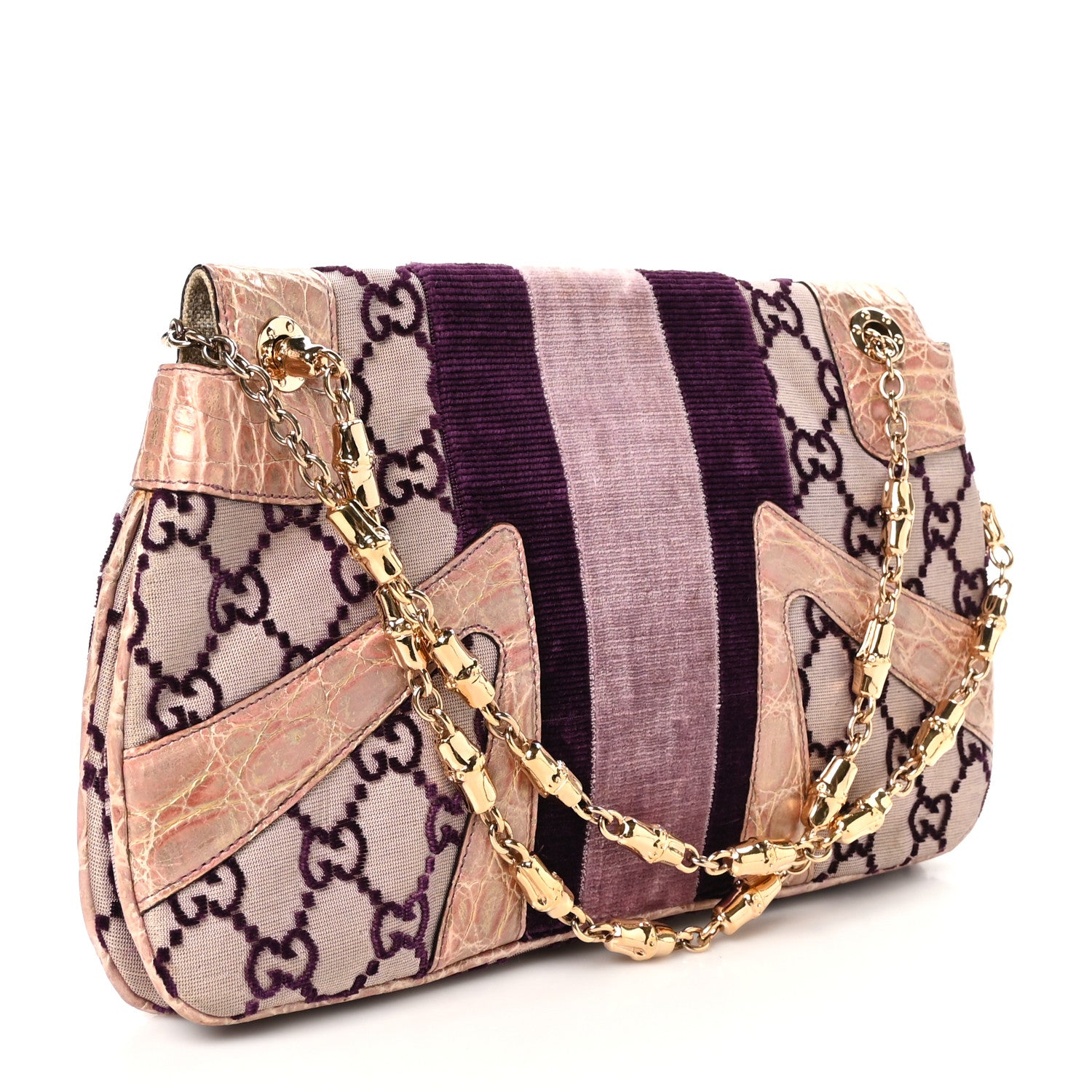 Tom Ford Velvet Monogram Crocodile Tom Ford Jeweled Dragon Shoulder Bag Purple 3 of 10