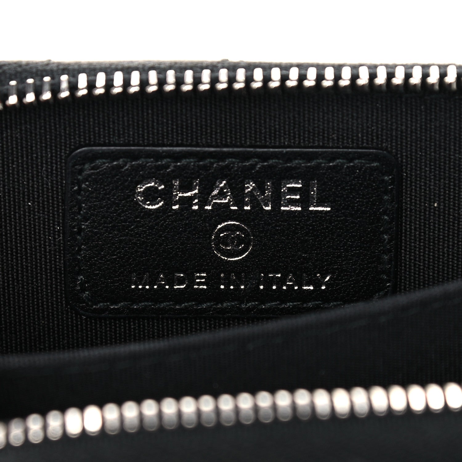 Chanel Calfskin Chevron Quilted Tassel Zip Around Coin Purse Black 6 of 10
