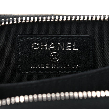 Chanel Calfskin Chevron Quilted Tassel Zip Around Coin Purse Black 6 of 10
