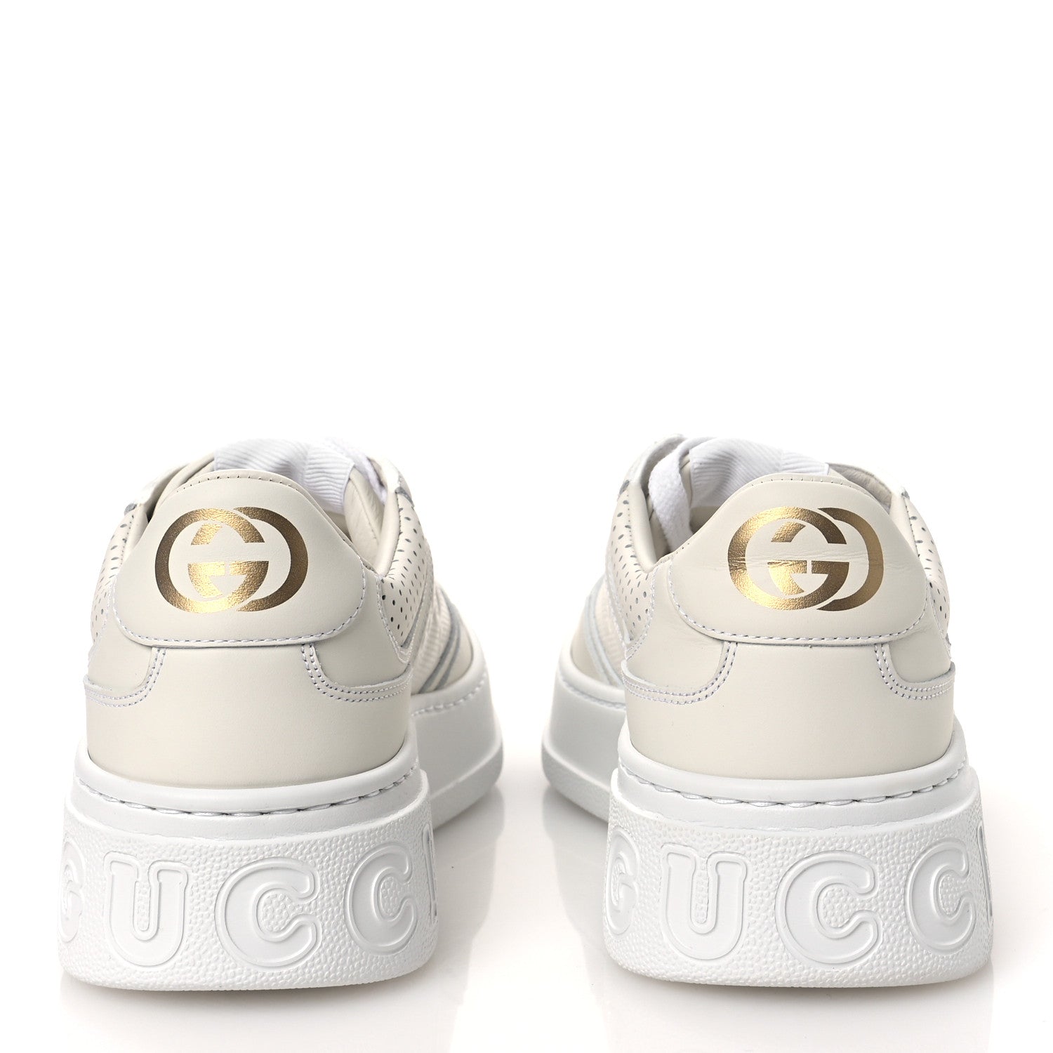 Gucci Calfskin GG Tennis Embossed Perforated Womens Platform 55mm Sneakers 40.5 Great White 6 of 11