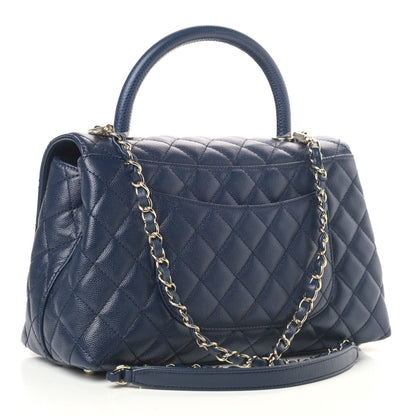 Chanel Caviar Lizard Quilted Small Coco Handle Flap Navy 2 of 4