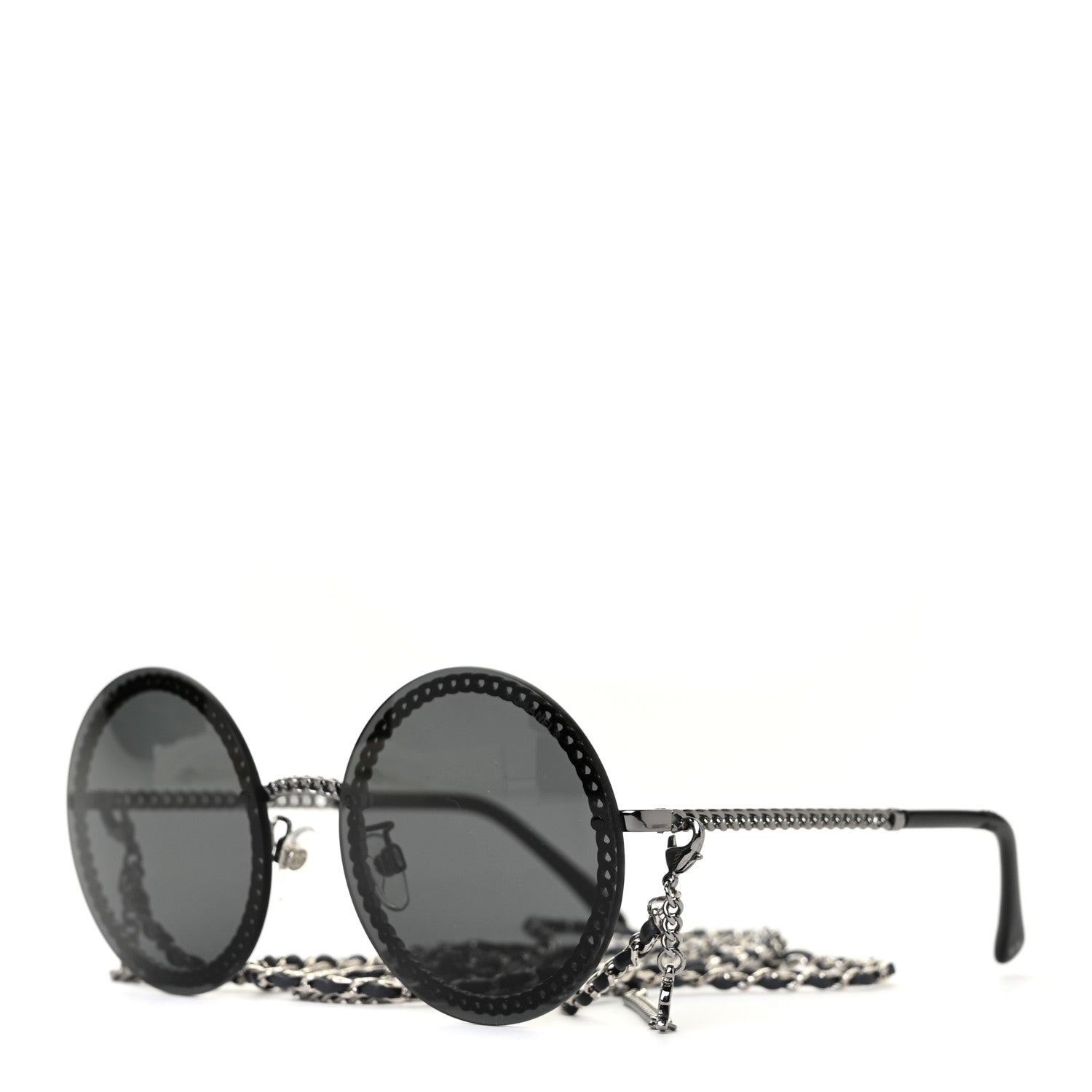 Chanel Round Chain Sunglasses 4245 Black 1 of 7