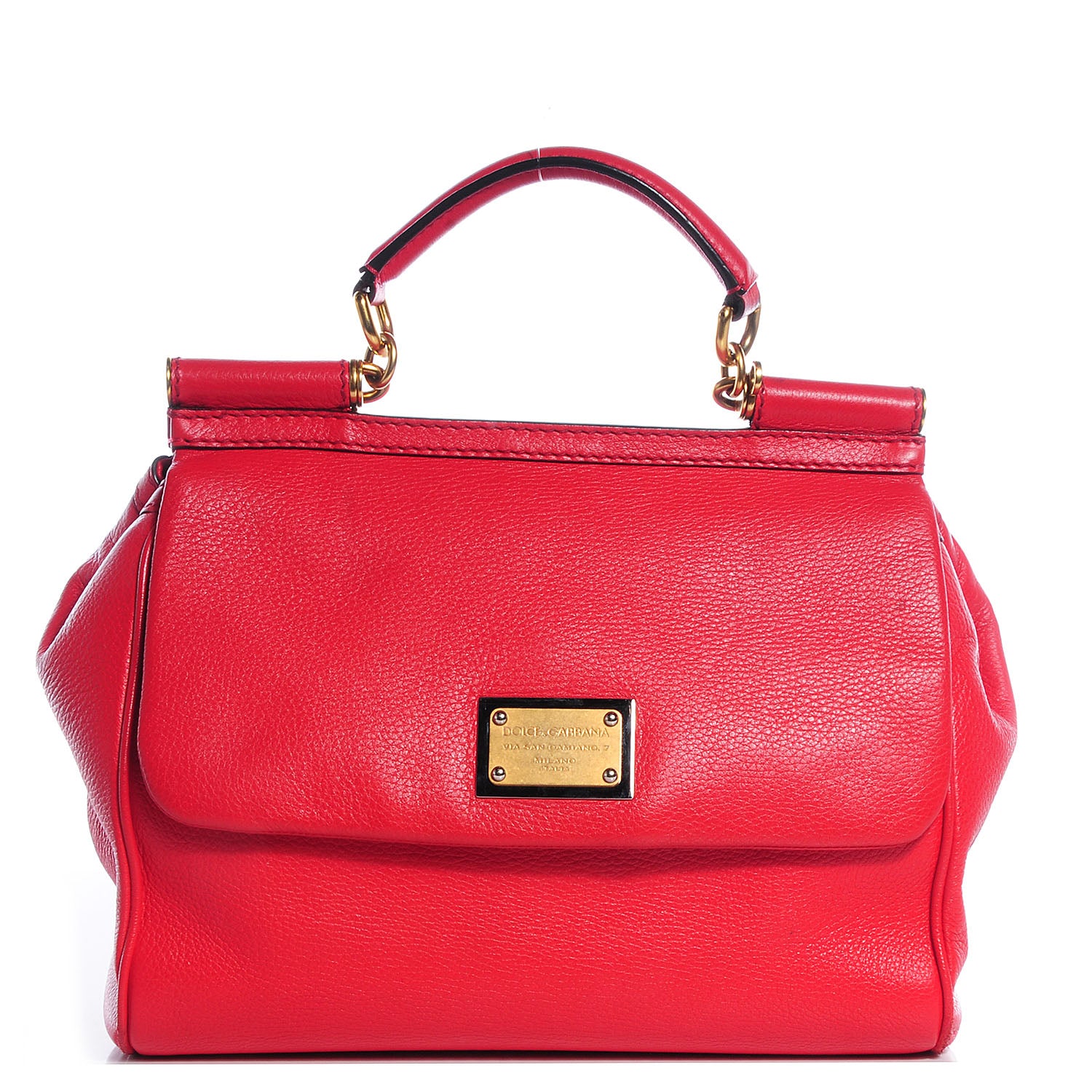 Dolce & Gabbana Grained Deerskin Medium Miss Sicily Satchel Red 1 of 7
