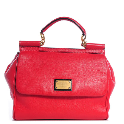 Dolce & Gabbana Grained Deerskin Medium Miss Sicily Satchel Red 1 of 7