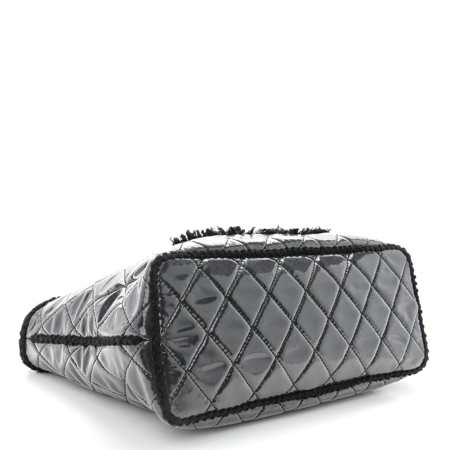 Vinyl Quilted Funny Tweed Tote Black